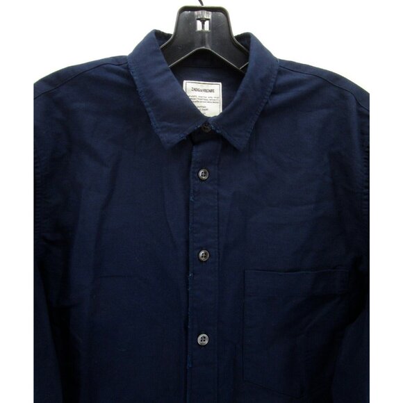 Zadig & Voltaire Shirt Medium Button Up Distressed Frayed Preppy 40 - Picture 2 of 11